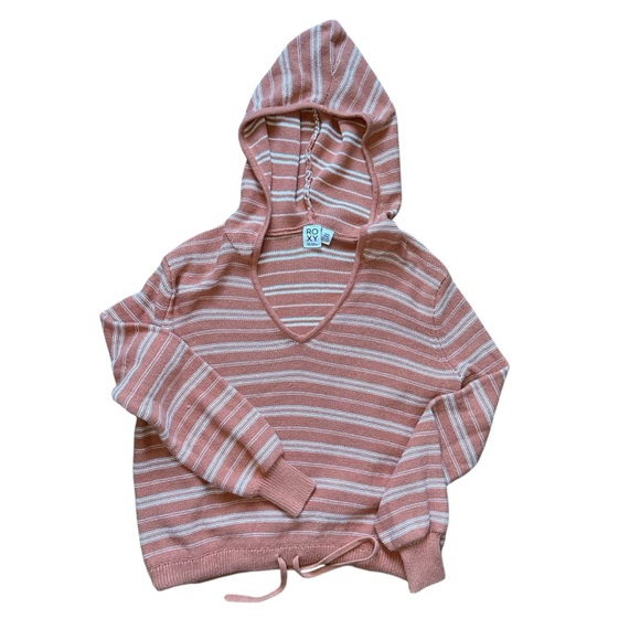 ROXY Turning Out Hooded Sweater – Orange Stripe (Size Small) - Picture 2 of 8